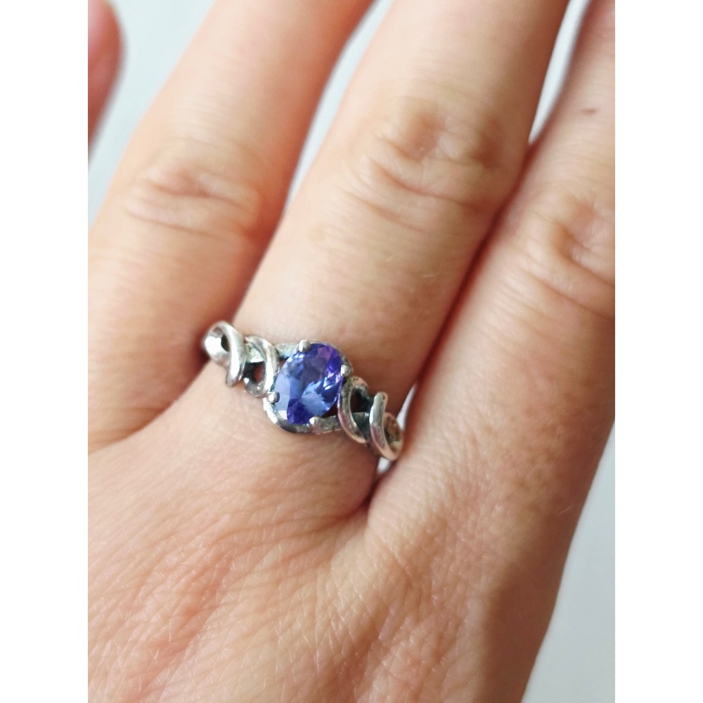 Tanzanite Sterling Silver 925 Oval Gemstone Scroll Ring Size 7 celtic Gift Box